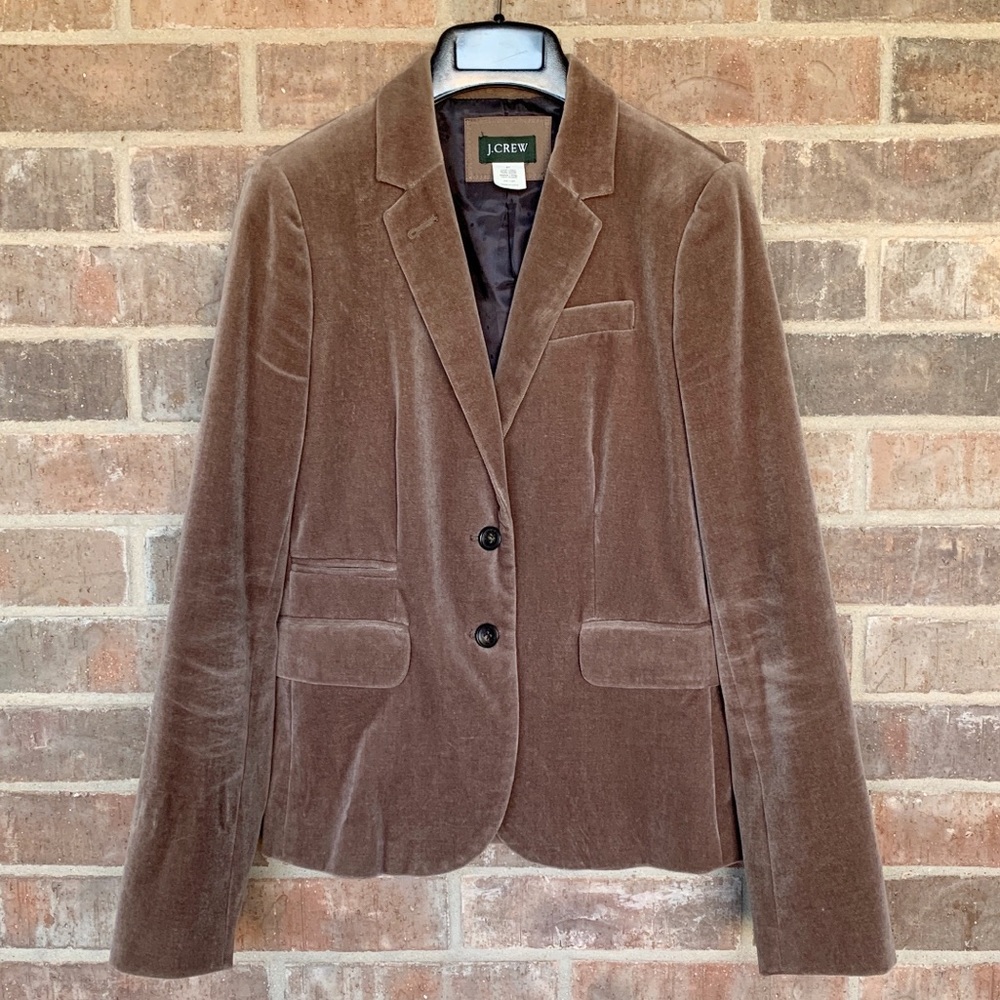 J. Crew Velvet Blazer, Light Brown, 2 Tall